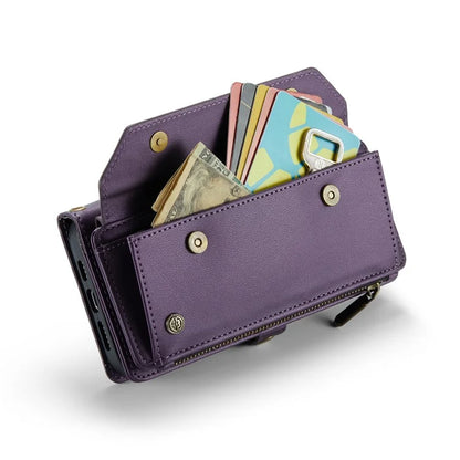 CASEME C36 Series For iPhone 13 Pro Max Case Leather Crossbody Phone Bag Cover 10 Card Holder