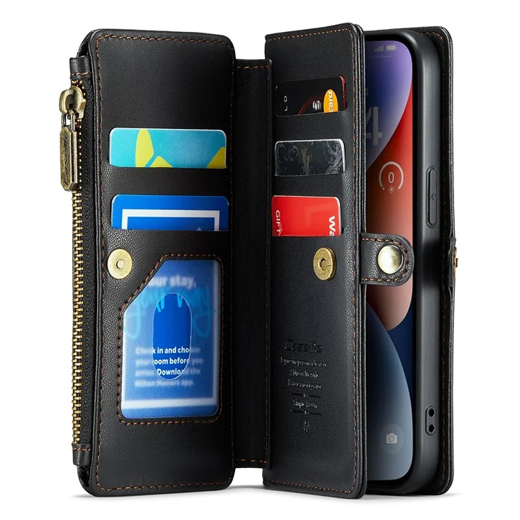 CASEME C36 Series For iPhone 14 Case Leather RFID Blocking Phone Cover Crossbody Shoulder Bag