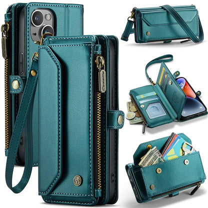 CASEME C36 Series For iPhone 14 Case Leather RFID Blocking Phone Cover Crossbody Shoulder Bag