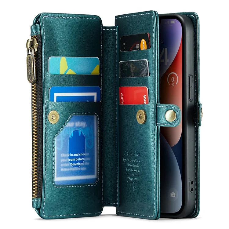 CASEME C36 Series For iPhone 14 Case Leather RFID Blocking Phone Cover Crossbody Shoulder Bag