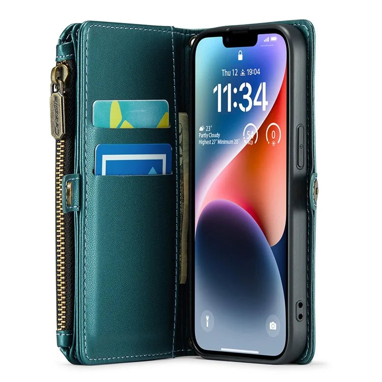 CASEME C36 Series For iPhone 14 Case Leather RFID Blocking Phone Cover Crossbody Shoulder Bag