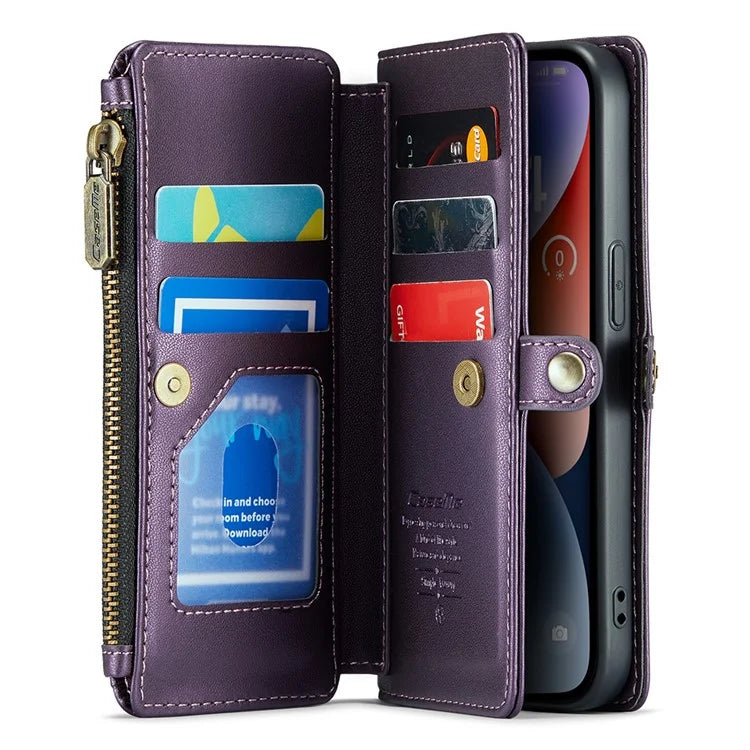 CASEME C36 Series For iPhone 14 Case Leather RFID Blocking Phone Cover Crossbody Shoulder Bag