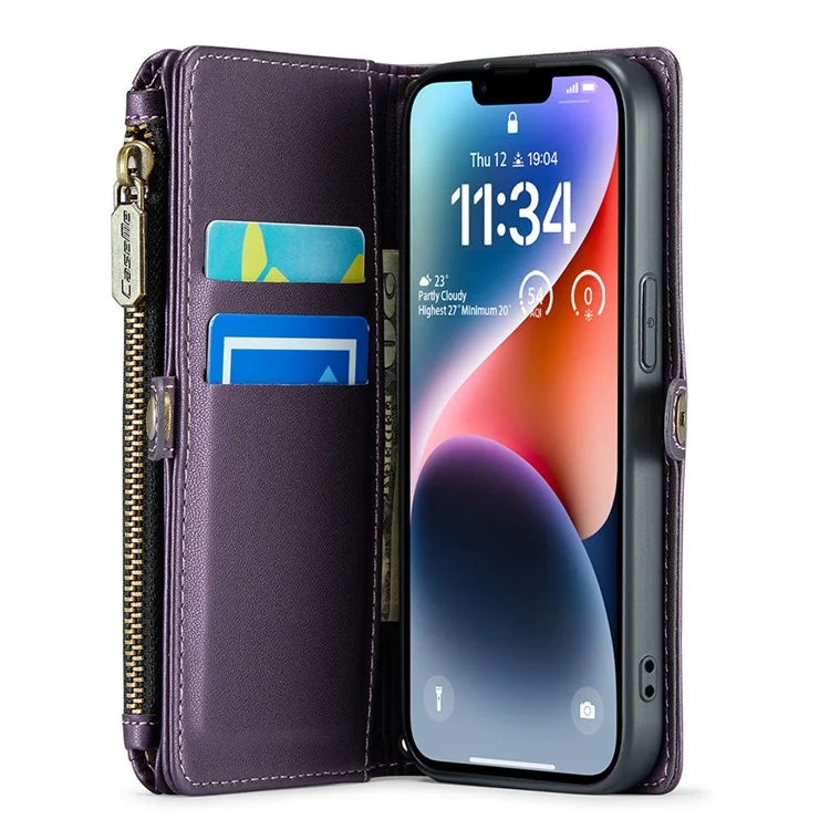 CASEME C36 Series For iPhone 14 Case Leather RFID Blocking Phone Cover Crossbody Shoulder Bag