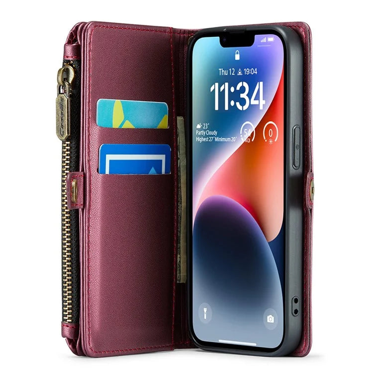 CASEME C36 Series For iPhone 14 Case Leather RFID Blocking Phone Cover Crossbody Shoulder Bag