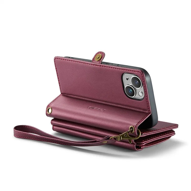 CASEME C36 Series For iPhone 14 Case Leather RFID Blocking Phone Cover Crossbody Shoulder Bag