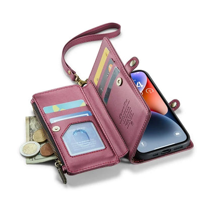 CASEME C36 Series For iPhone 14 Case Leather RFID Blocking Phone Cover Crossbody Shoulder Bag