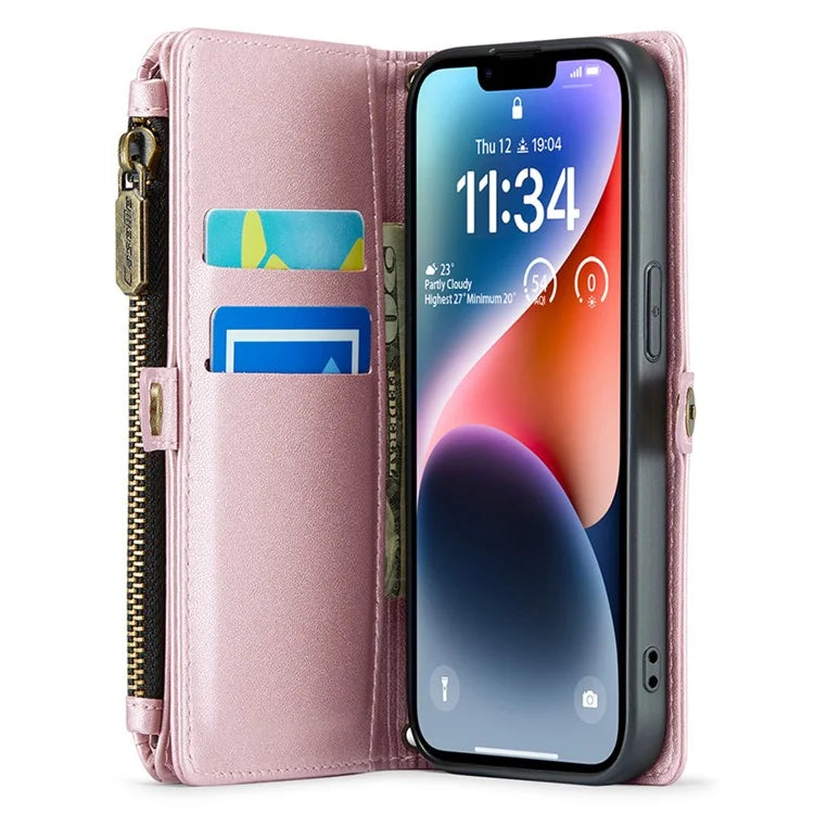 CASEME C36 Series For iPhone 14 Case Leather RFID Blocking Phone Cover Crossbody Shoulder Bag