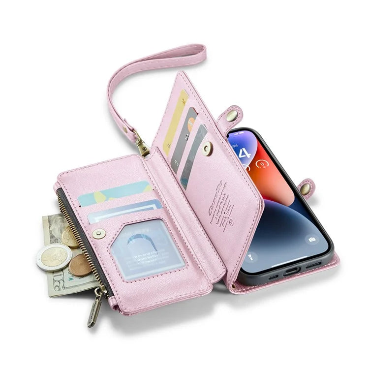 CASEME C36 Series For iPhone 14 Case Leather RFID Blocking Phone Cover Crossbody Shoulder Bag