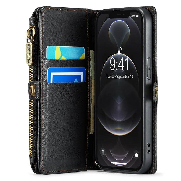 CASEME C36 Series For iPhone 12 Pro Max Case Leather Phone Cover 10 Card Holder RFID Blocking