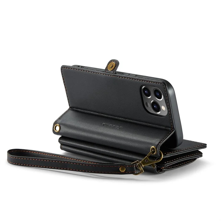 CASEME C36 Series For iPhone 12 Pro Max Case Leather Phone Cover 10 Card Holder RFID Blocking