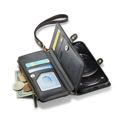 CASEME C36 Series For iPhone 12 Pro Max Case Leather Phone Cover 10 Card Holder RFID Blocking