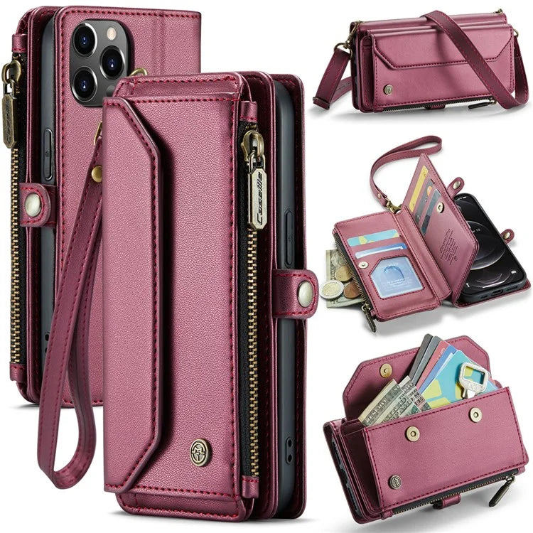 CASEME C36 Series For iPhone 12 Pro Max Case Leather Phone Cover 10 Card Holder RFID Blocking