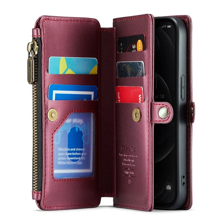 CASEME C36 Series For iPhone 12 Pro Max Case Leather Phone Cover 10 Card Holder RFID Blocking
