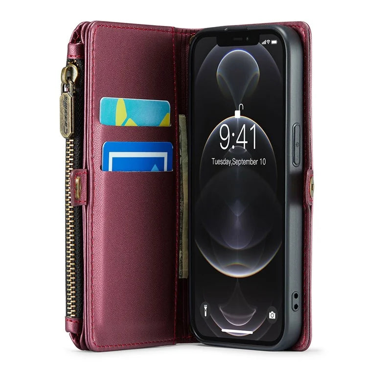 CASEME C36 Series For iPhone 12 Pro Max Case Leather Phone Cover 10 Card Holder RFID Blocking