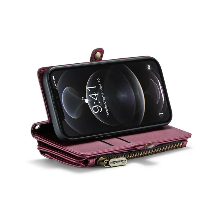 CASEME C36 Series For iPhone 12 Pro Max Case Leather Phone Cover 10 Card Holder RFID Blocking