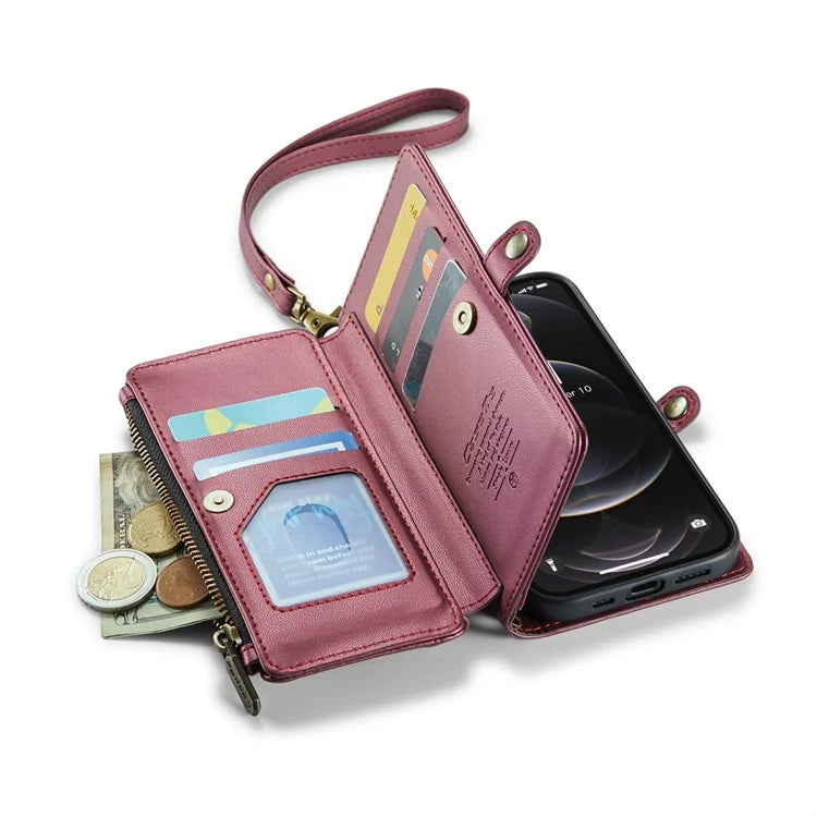 CASEME C36 Series For iPhone 12 Pro Max Case Leather Phone Cover 10 Card Holder RFID Blocking