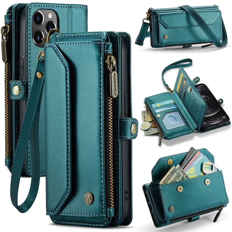 CASEME C36 Series For iPhone 12 Pro Max Case Leather Phone Cover 10 Card Holder RFID Blocking