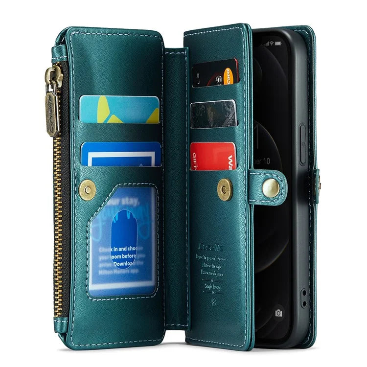 CASEME C36 Series For iPhone 12 Pro Max Case Leather Phone Cover 10 Card Holder RFID Blocking