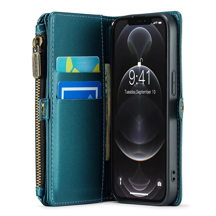 CASEME C36 Series For iPhone 12 Pro Max Case Leather Phone Cover 10 Card Holder RFID Blocking