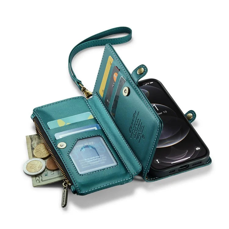 CASEME C36 Series For iPhone 12 Pro Max Case Leather Phone Cover 10 Card Holder RFID Blocking