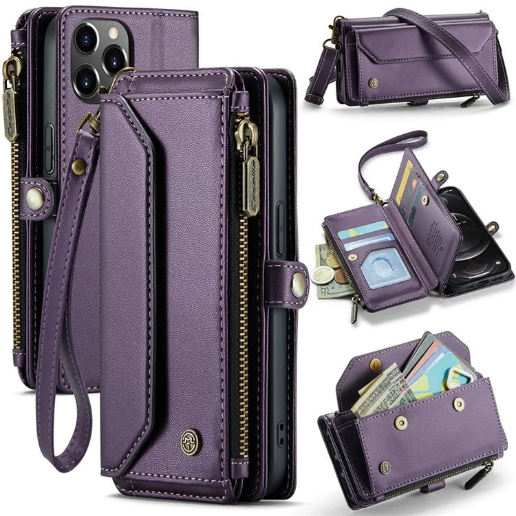 CASEME C36 Series For iPhone 12 Pro Max Case Leather Phone Cover 10 Card Holder RFID Blocking