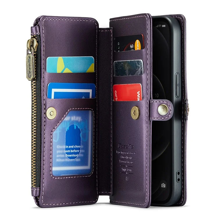 CASEME C36 Series For iPhone 12 Pro Max Case Leather Phone Cover 10 Card Holder RFID Blocking