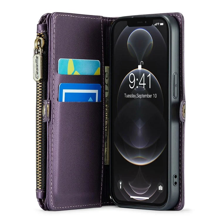 CASEME C36 Series For iPhone 12 Pro Max Case Leather Phone Cover 10 Card Holder RFID Blocking
