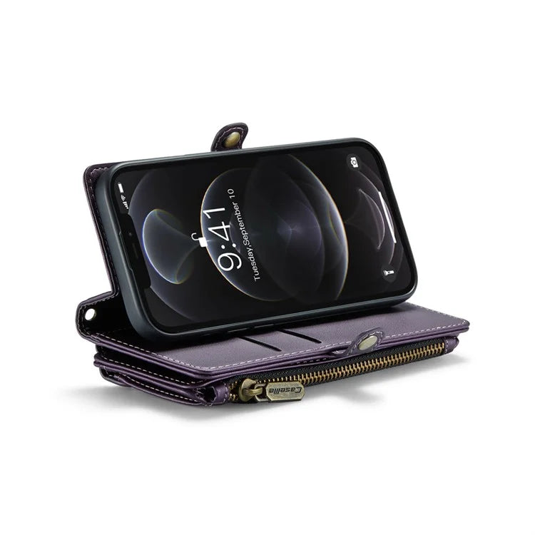 CASEME C36 Series For iPhone 12 Pro Max Case Leather Phone Cover 10 Card Holder RFID Blocking