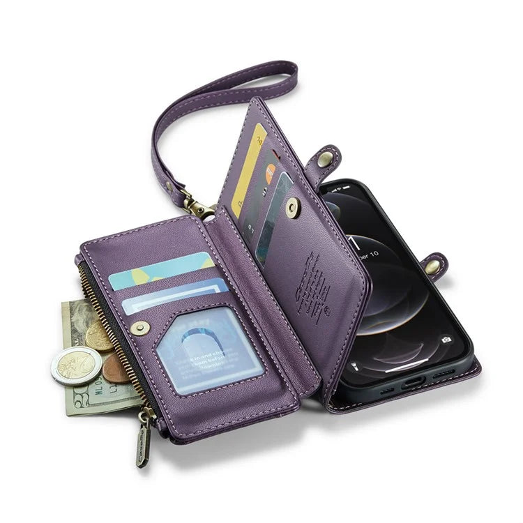 CASEME C36 Series For iPhone 12 Pro Max Case Leather Phone Cover 10 Card Holder RFID Blocking