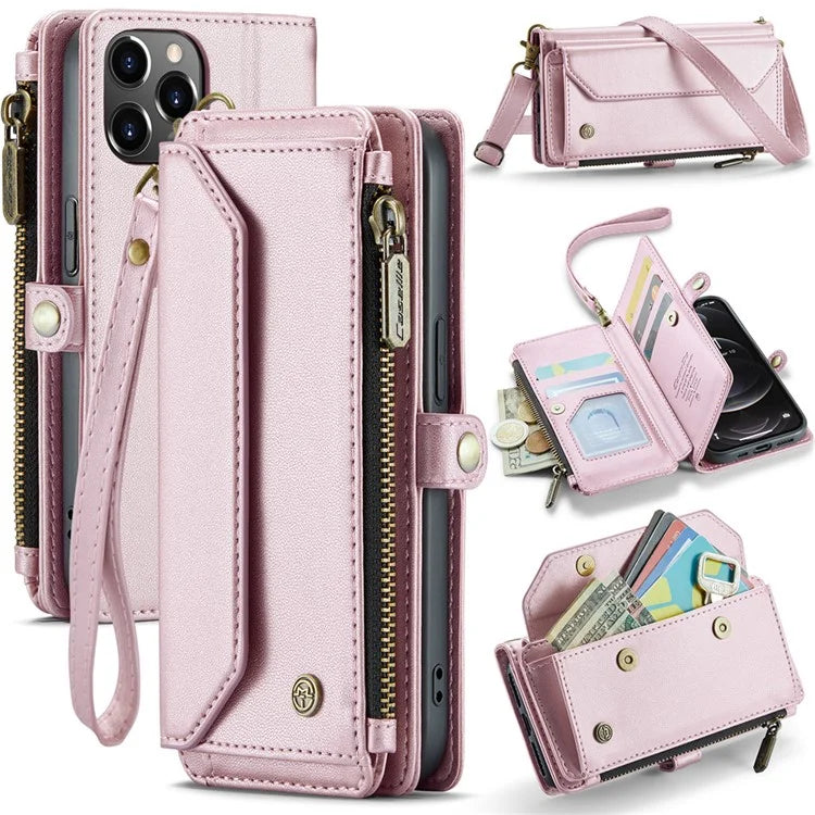 CASEME C36 Series For iPhone 12 Pro Max Case Leather Phone Cover 10 Card Holder RFID Blocking