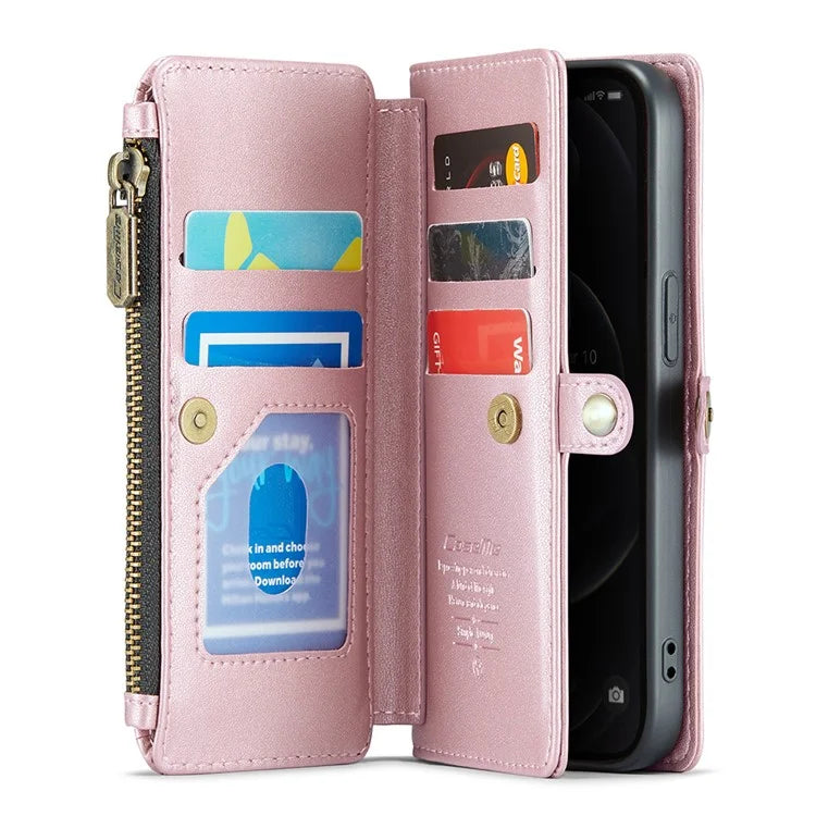 CASEME C36 Series For iPhone 12 Pro Max Case Leather Phone Cover 10 Card Holder RFID Blocking