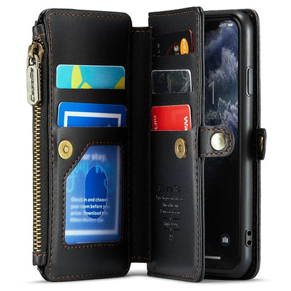 CASEME C36 Series For iPhone 11 Pro Case Zipper Purse PU Leather Crossbody Phone Cover