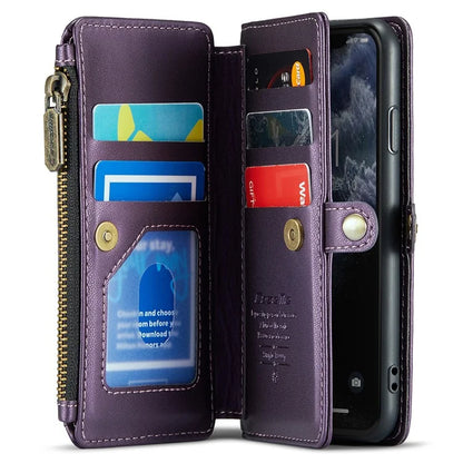 CASEME C36 Series For iPhone 11 Pro Case Zipper Purse PU Leather Crossbody Phone Cover