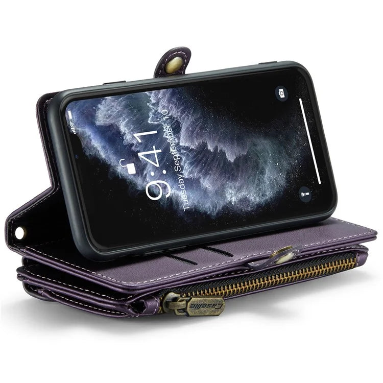 CASEME C36 Series For iPhone 11 Pro Case Zipper Purse PU Leather Crossbody Phone Cover