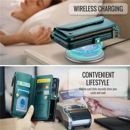CASEME C36 Series For iPhone 11 Pro Case Zipper Purse PU Leather Crossbody Phone Cover