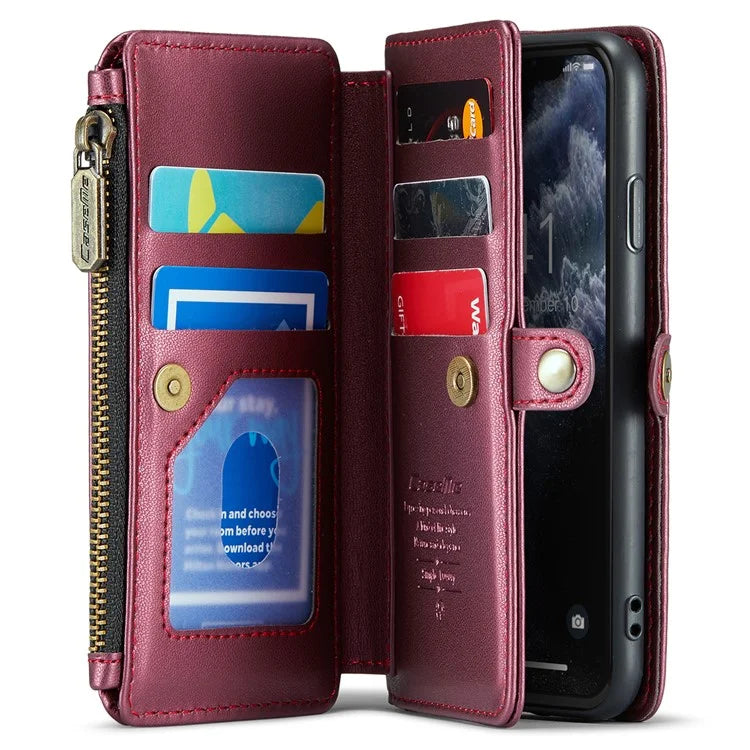 CASEME C36 Series For iPhone 11 Pro Case Zipper Purse PU Leather Crossbody Phone Cover