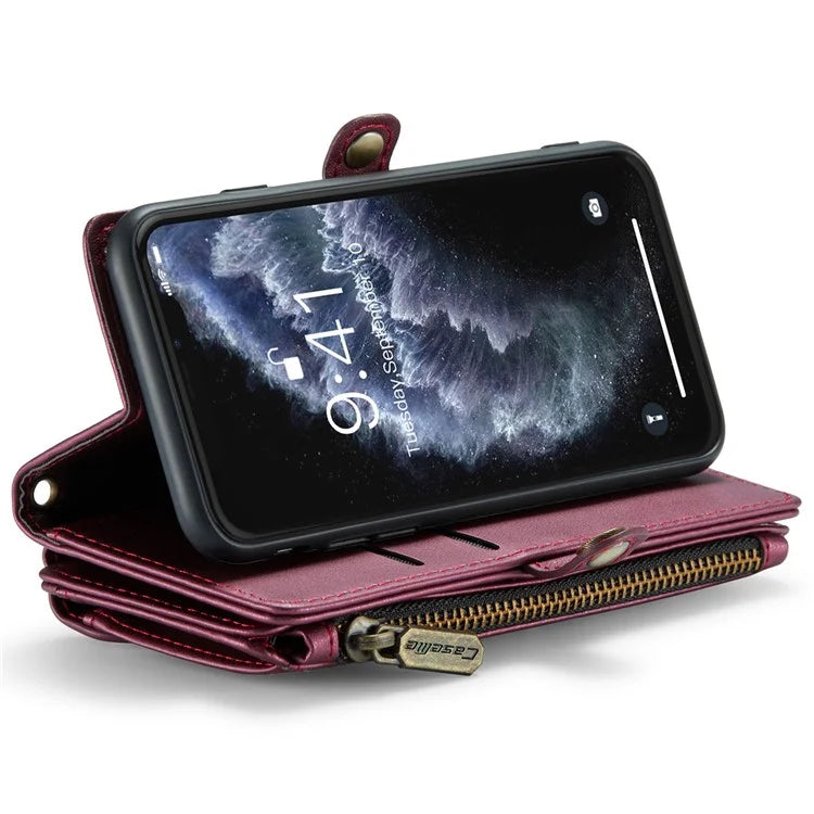 CASEME C36 Series For iPhone 11 Pro Case Zipper Purse PU Leather Crossbody Phone Cover