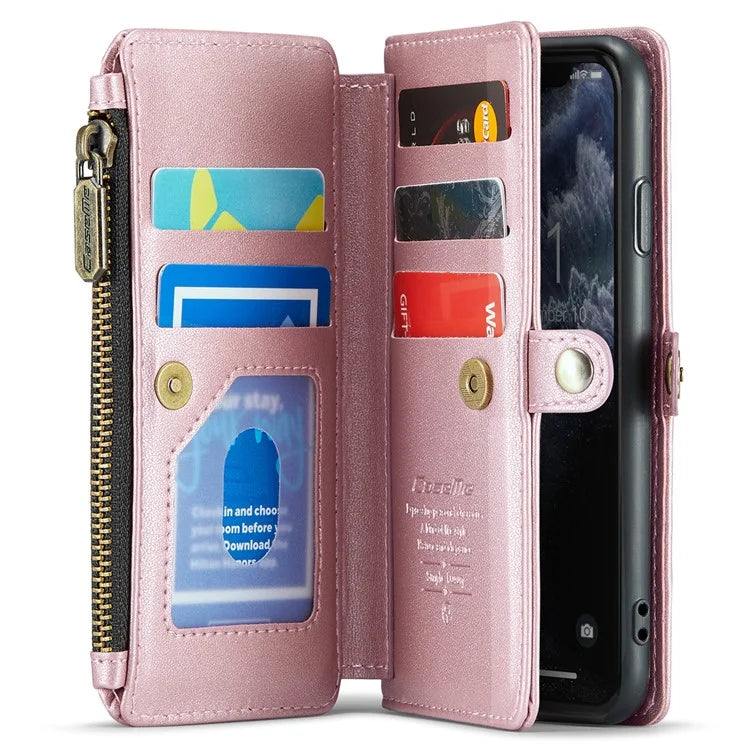 CASEME C36 Series For iPhone 11 Pro Case Zipper Purse PU Leather Crossbody Phone Cover