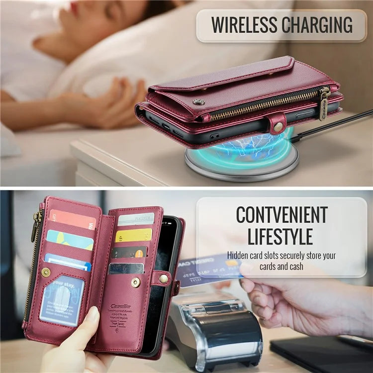 CASEME C36 Series For iPhone 11 Pro Max Crossbody Case RFID Blocking Leather Phone Cover Zipper Wallet