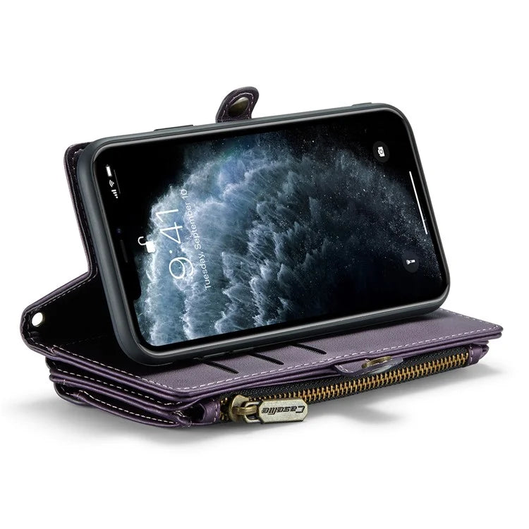 CASEME C36 Series For iPhone 11 Pro Max Crossbody Case RFID Blocking Leather Phone Cover Zipper Wallet