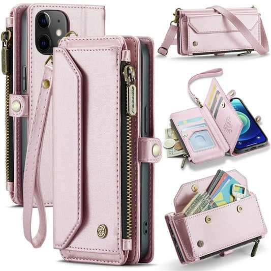 CASEME C36 Series For iPhone 12 mini Case Leather Zipper Wallet Purse Phone Cover RFID Blocking