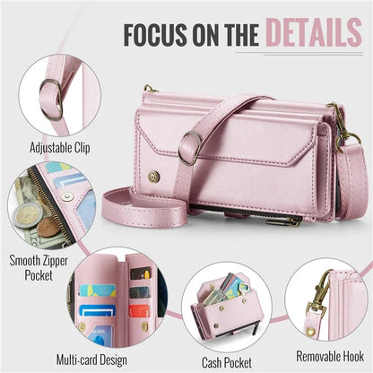 CASEME C36 Series For iPhone 12 mini Case Leather Zipper Wallet Purse Phone Cover RFID Blocking