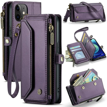 CASEME C36 Series For iPhone 12 mini Case Leather Zipper Wallet Purse Phone Cover RFID Blocking