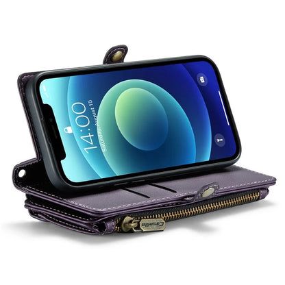 CASEME C36 Series For iPhone 12 mini Case Leather Zipper Wallet Purse Phone Cover RFID Blocking