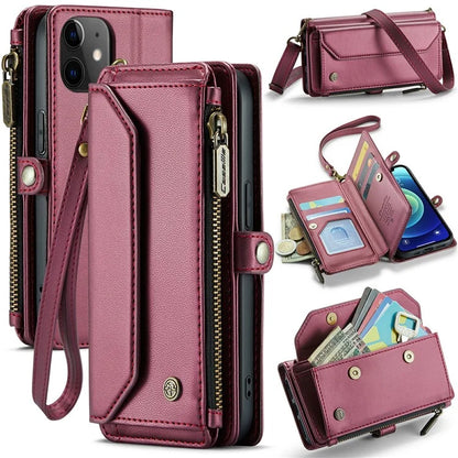 CASEME C36 Series For iPhone 12 mini Case Leather Zipper Wallet Purse Phone Cover RFID Blocking