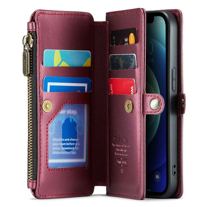 CASEME C36 Series For iPhone 12 mini Case Leather Zipper Wallet Purse Phone Cover RFID Blocking