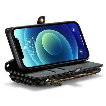 CASEME C36 Series For iPhone 12 mini Case Leather Zipper Wallet Purse Phone Cover RFID Blocking