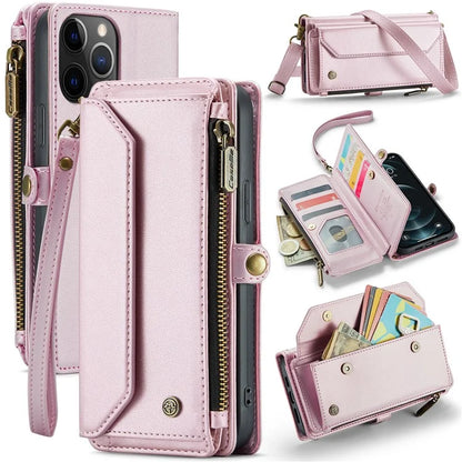 CASEME C36 Series For iPhone 12 / 12 Pro Case RFID Blocking Leather Phone Cover Zipper Handbag Purse