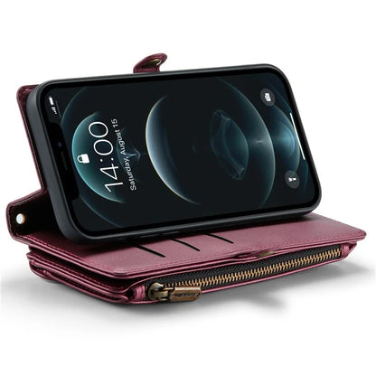 CASEME C36 Series For iPhone 12 / 12 Pro Case RFID Blocking Leather Phone Cover Zipper Handbag Purse