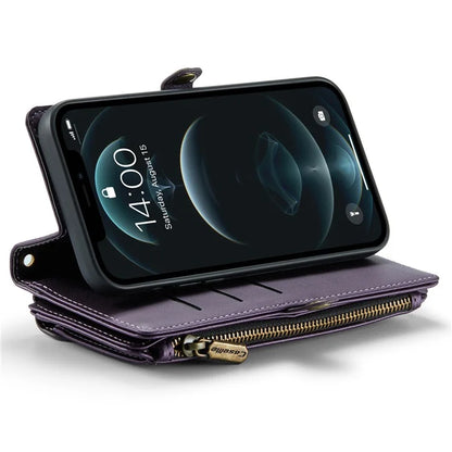 CASEME C36 Series For iPhone 12 / 12 Pro Case RFID Blocking Leather Phone Cover Zipper Handbag Purse